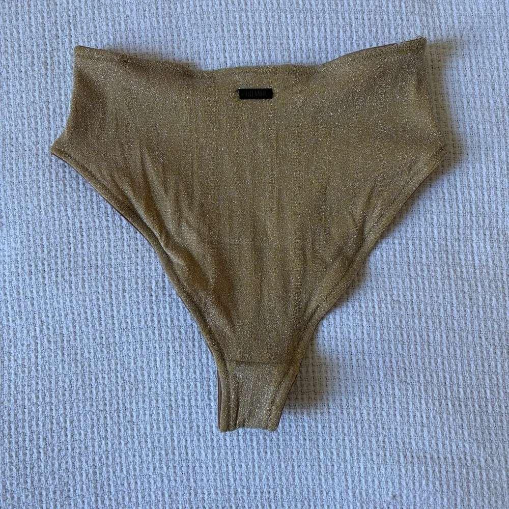 Triangl Swimwear Gold Shimmer High Waist Bikini Bottom Matching Dustbag Medium